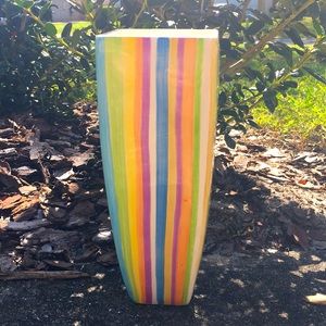 Colorfully striped vase.